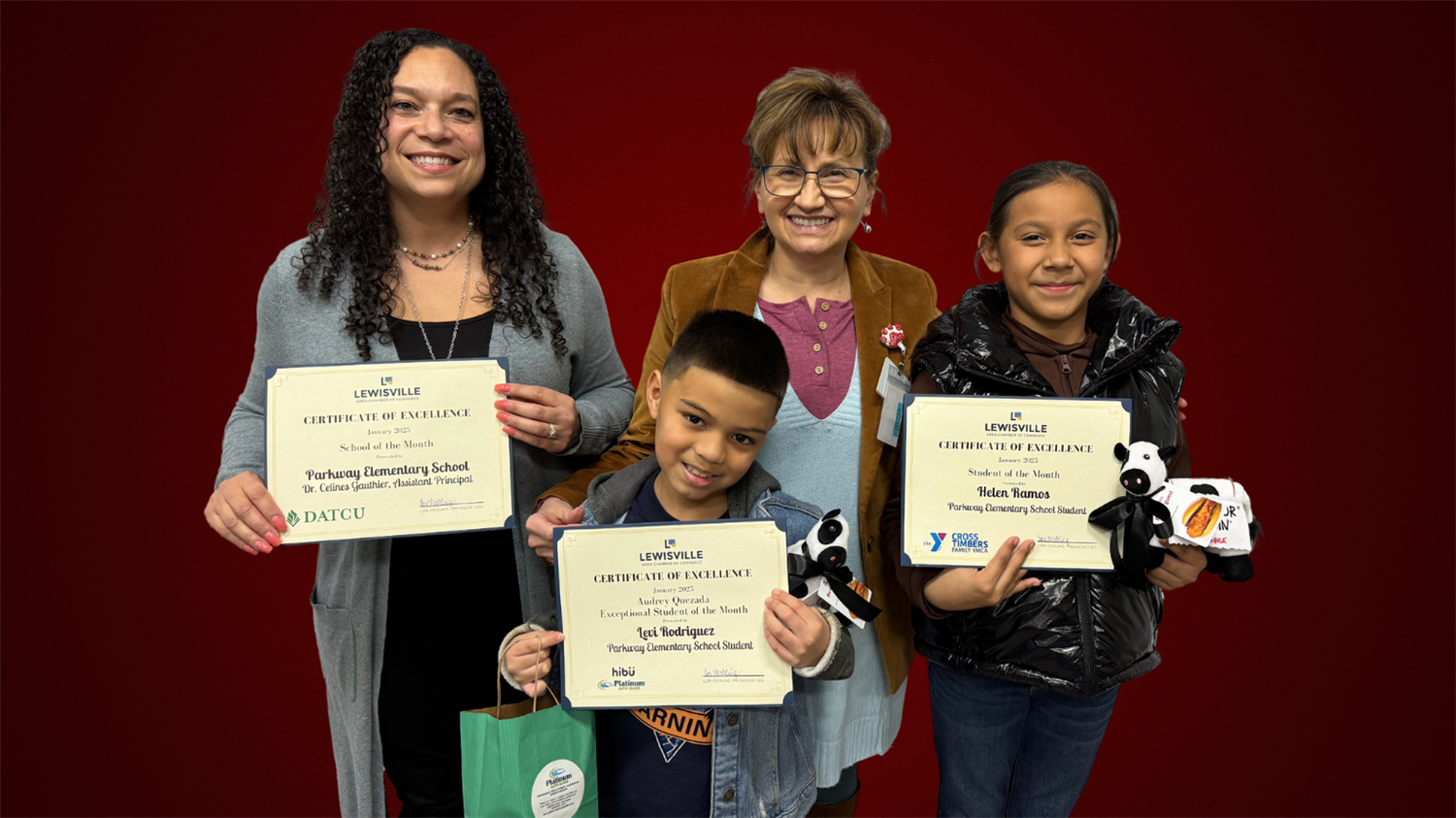 Parkway students and staff recognized by the Lewisville Chamber in January 2025.